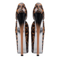 Superstarer New Fashion Leopard Pointed Open Toe Ankle Straps High Heels Sandal